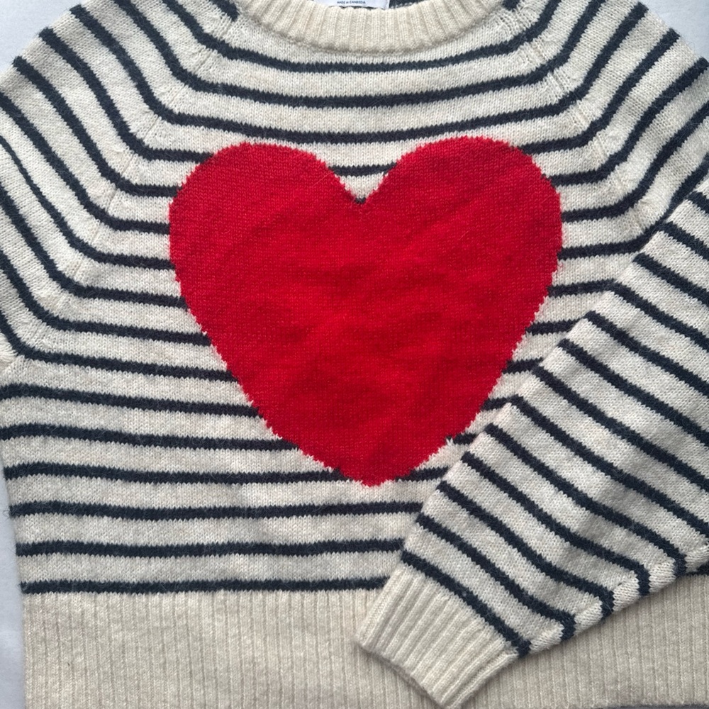 Striped Sweater with Red Heart